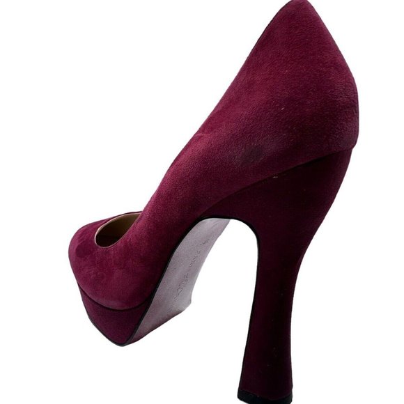 Paris Hilton Britney Women’s  Platform Heels Wine Red Suede Size 8.5 M - Picture 2 of 6